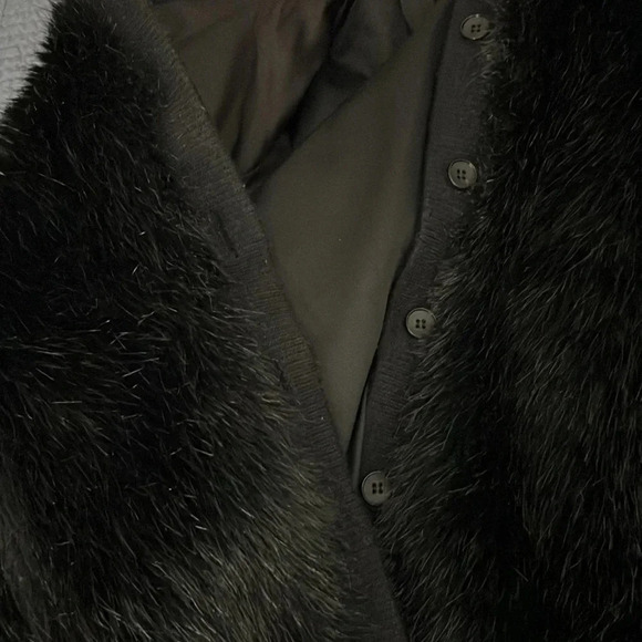 Lilli Ann Faux Fur vintage Black Bomber Jacket Sz medium Made In USA - Picture 7 of 8